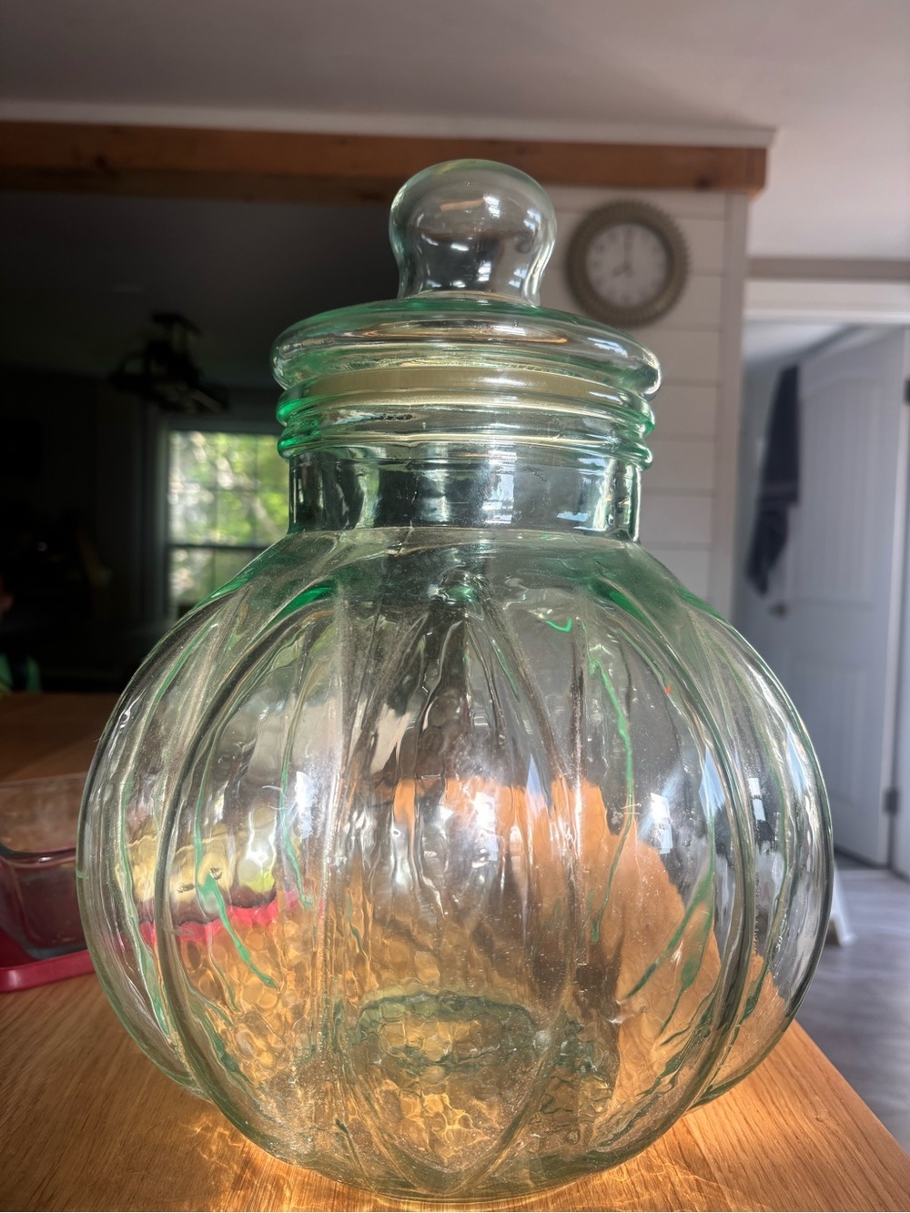 Vintage Made In Italy SVE Large Glass Storage Jar Pumpkin Apothecary Cannister